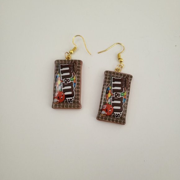 Fashion Jewelry M&M's Chocolate Candy Dangle Drop Earrings - Picture 8 of 9